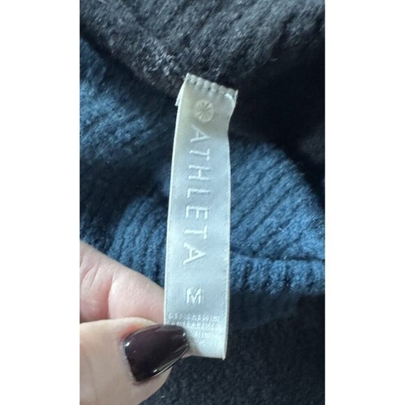 Athleta Woman’s Sz M Transit Colorblock Turtleneck Blue Black Merino Wool Blend - Picture 6 of 10